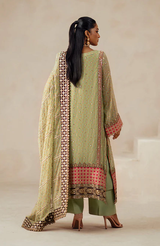 Mehrun by Freesia Luxury Embroidered Chiffon Unstitched 3 Piece Suit - ADVIKA - FSU5616 - FS25MHR - Green - Formals Collection