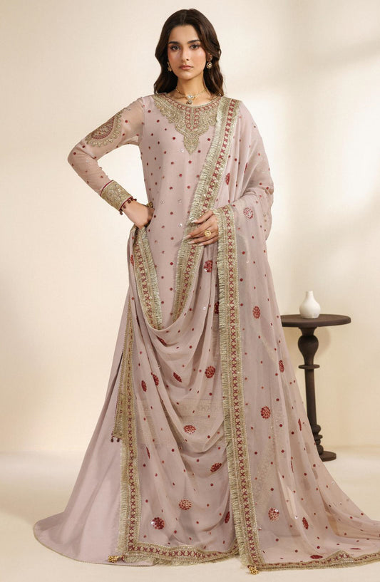 Meraki by Zarif Embroidered Chiffon Unstitched 3 Piece Suit - 06 Sama - ZRF26MRK - Light Purple - Festive Collection