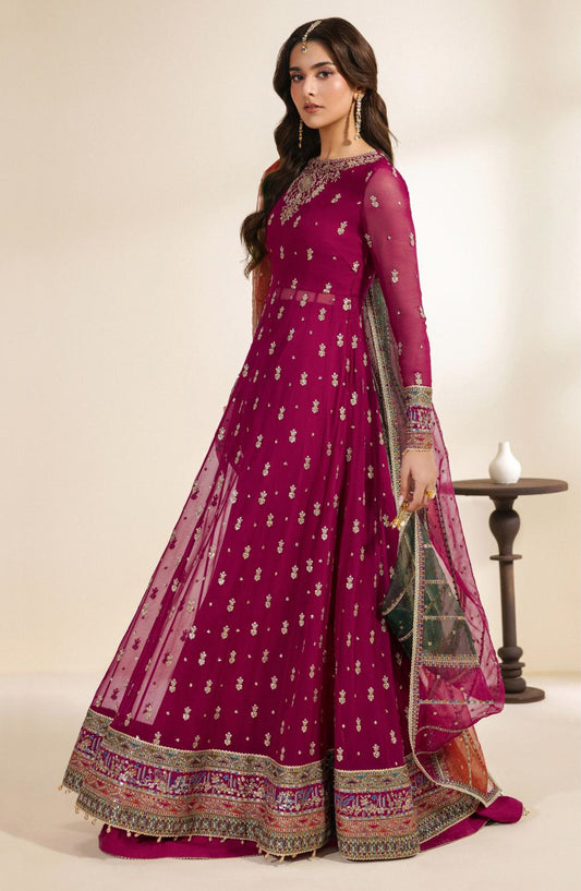 Meraki by Zarif Embroidered Chiffon Unstitched 3 Piece Suit - 01 Sarsar - ZRF26MRK - Pink - Festive Collection