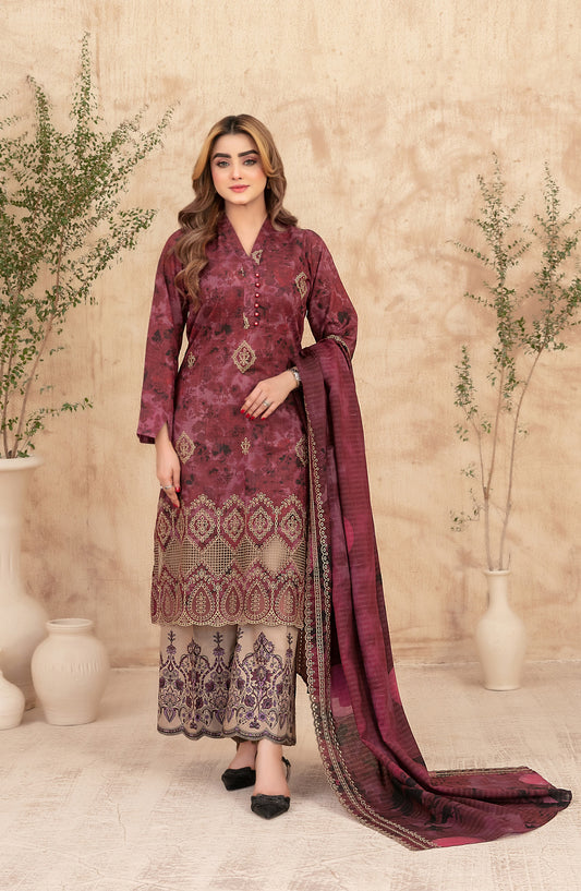 Merrachi by Tawakkal Fabrics Embroidered Lawn Unstitched 3 Piece Suit - D-3503 - TF26MRI - Pink - Summer Collection