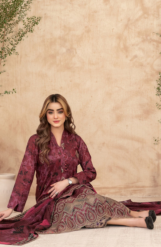 Merrachi by Tawakkal Fabrics Embroidered Lawn Unstitched 3 Piece Suit - D-3503 - TF26MRI - Pink - Summer Collection