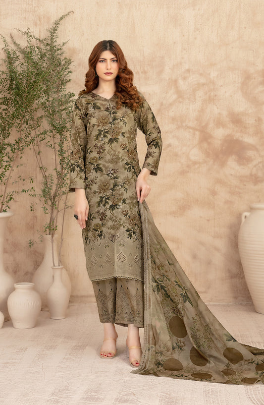 Merrachi by Tawakkal Fabrics Embroidered Lawn Unstitched 3 Piece Suit - D-3502 - TF26MRI - Green - Summer Collection