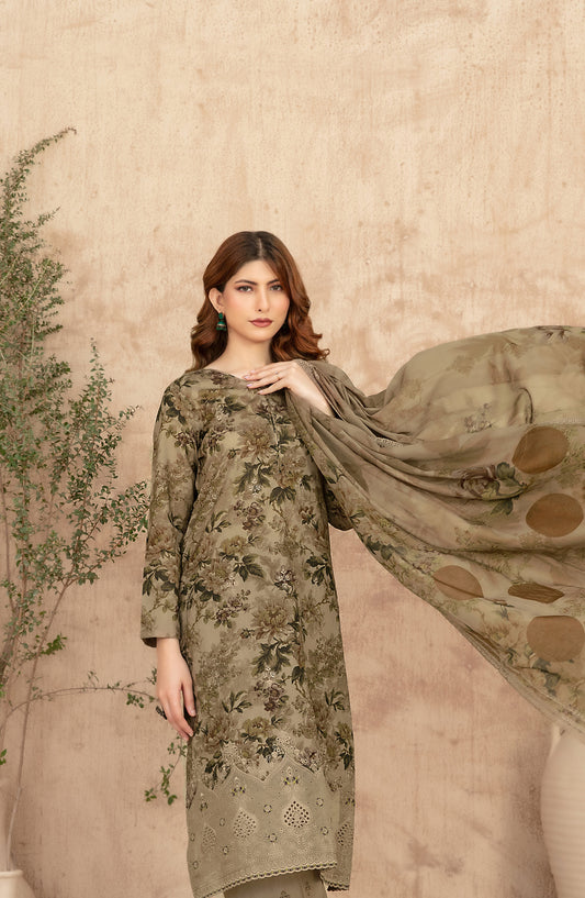 Merrachi by Tawakkal Fabrics Embroidered Lawn Unstitched 3 Piece Suit - D-3502 - TF26MRI - Green - Summer Collection