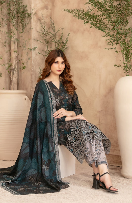 Merrachi by Tawakkal Fabrics Embroidered Lawn Unstitched 3 Piece Suit - D-3500 - TF26MRI - Black - Summer Collection