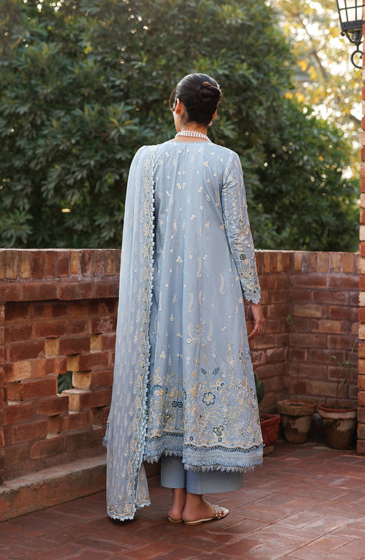 Mirabelle by Emaan Adeel Embroidered Lawn Unstitched 3 Piece Suit - Blissful Dreams - ED26MR - Blue - Festive Collection