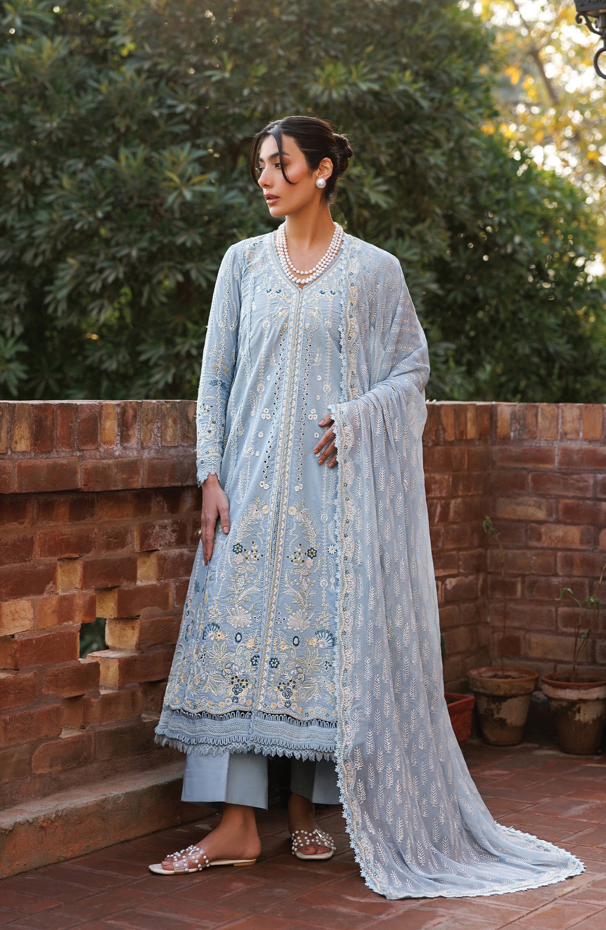 Mirabelle by Emaan Adeel Embroidered Lawn Unstitched 3 Piece Suit - Blissful Dreams - ED26MR - Blue - Festive Collection