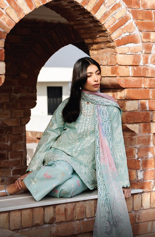 Mirabelle by Emaan Adeel Embroidered Lawn Unstitched 3 Piece Suit - Isolde - ED26MR - Blue - Festive Collection