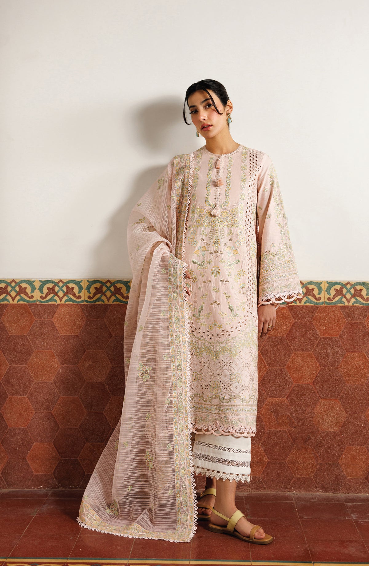 Mirabelle by Emaan Adeel Embroidered Lawn Unstitched 3 Piece Suit - Orchid Royale - ED26MR - Peach - Festive Collection