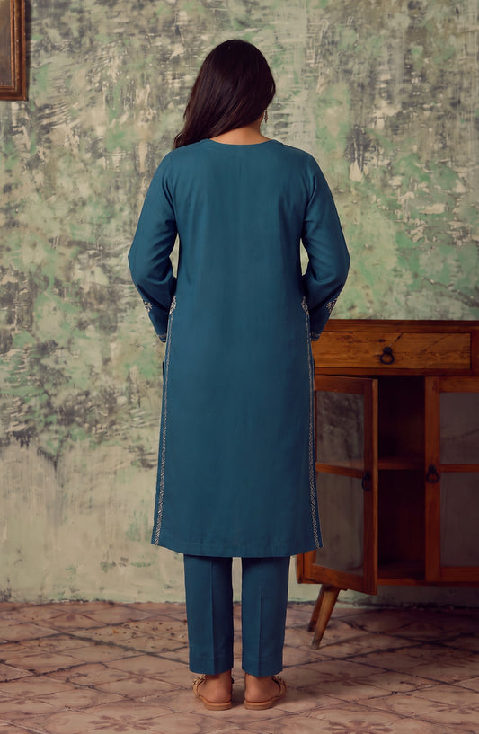 Miras by Amna Khadija Embroidered Cotton Stitched 2 Piece Co-ord Set - AKM-01 - AM26MRAS - Blue - Summer Collection