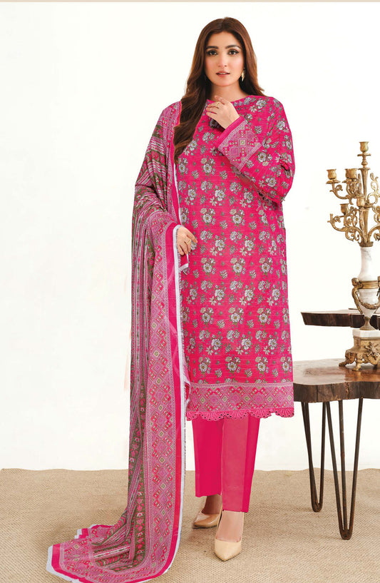 Mode by Johra Printed Lawn Unstitched 3 Piece Suit - JH-1205 - JH25MODE - Pink - Casual Collection