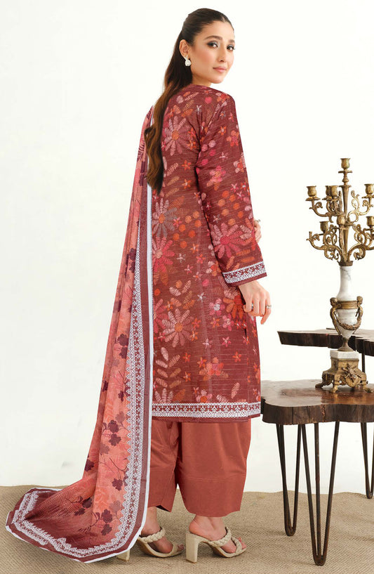 Mode by Johra Printed Lawn Unstitched 3 Piece Suit - JH-1203 - JH25MODE - Maroon - Casual Collection
