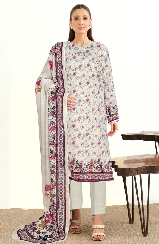 Mode by Johra Printed Lawn Unstitched 3 Piece Suit - JH-1202 - JH25MODE - White - Casual Collection