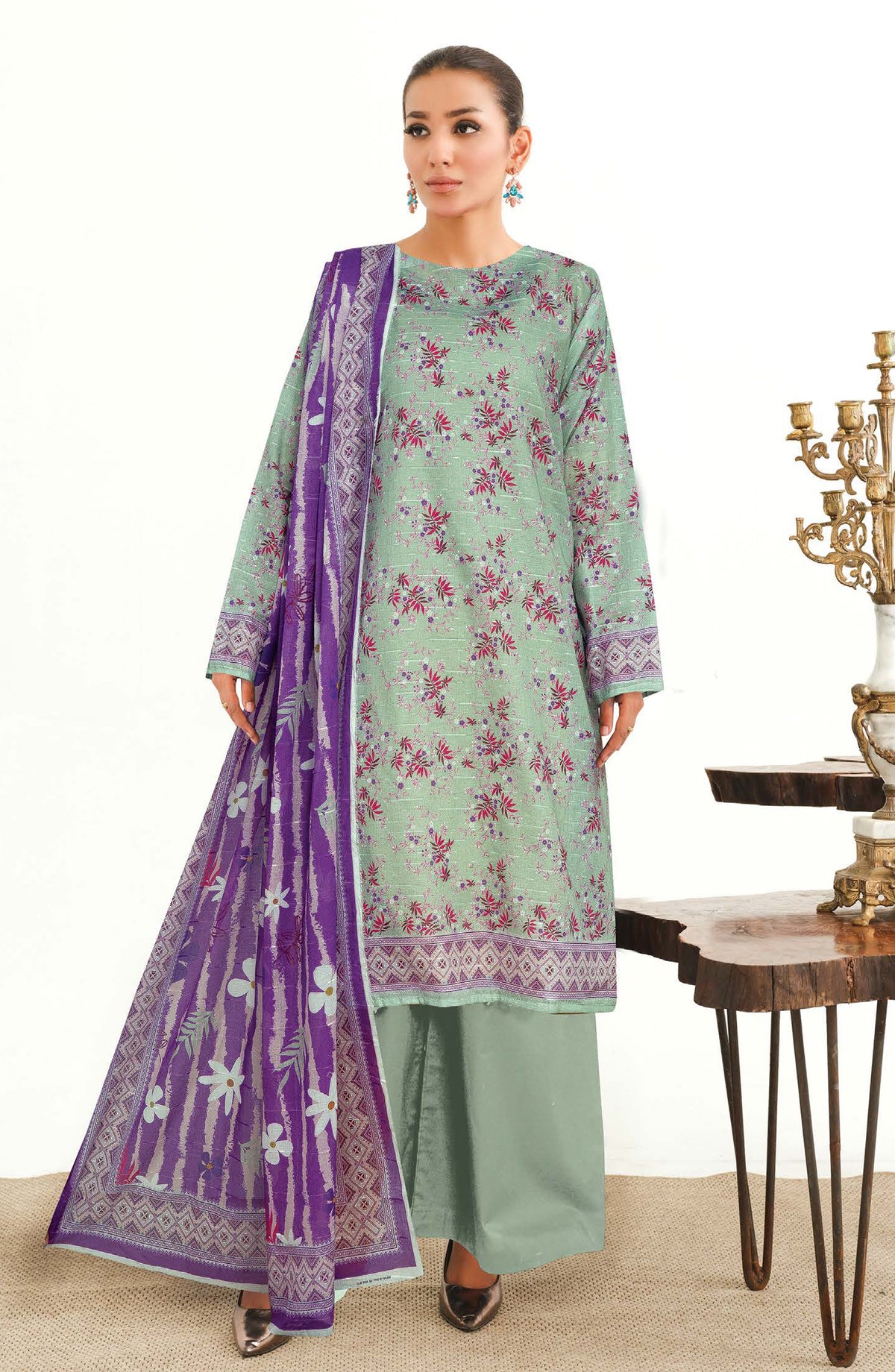Mode by Johra Printed Lawn Unstitched 3 Piece Suit - JH-1198 - JH25MODE - Green - Casual Collection