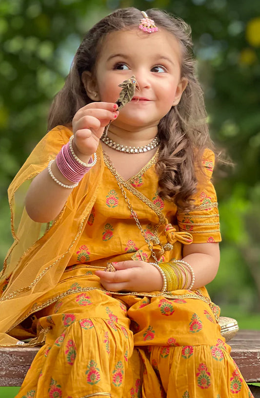 Modest Cotton Stitched 3 Piece Suit - 9650-Ylw Shining Bee - MOD25PRF - Yellow - Festive Girls Collection (Copy)