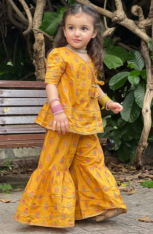 Modest Cotton Stitched 3 Piece Suit - 9650-Ylw Shining Bee - MOD25PRF - Yellow - Festive Girls Collection (Copy)