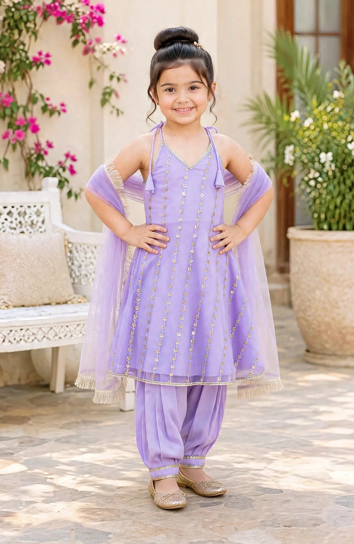 3 Piece Purple Net Embroidered Suit - 11300-Lpur - MOD26TWF - Festive Collection