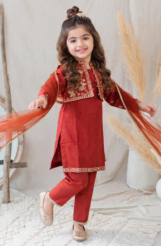 4 Piece Cotton Lawn Embroidered Suit - 11155-Mar - MOD26FFC - Festive Collection