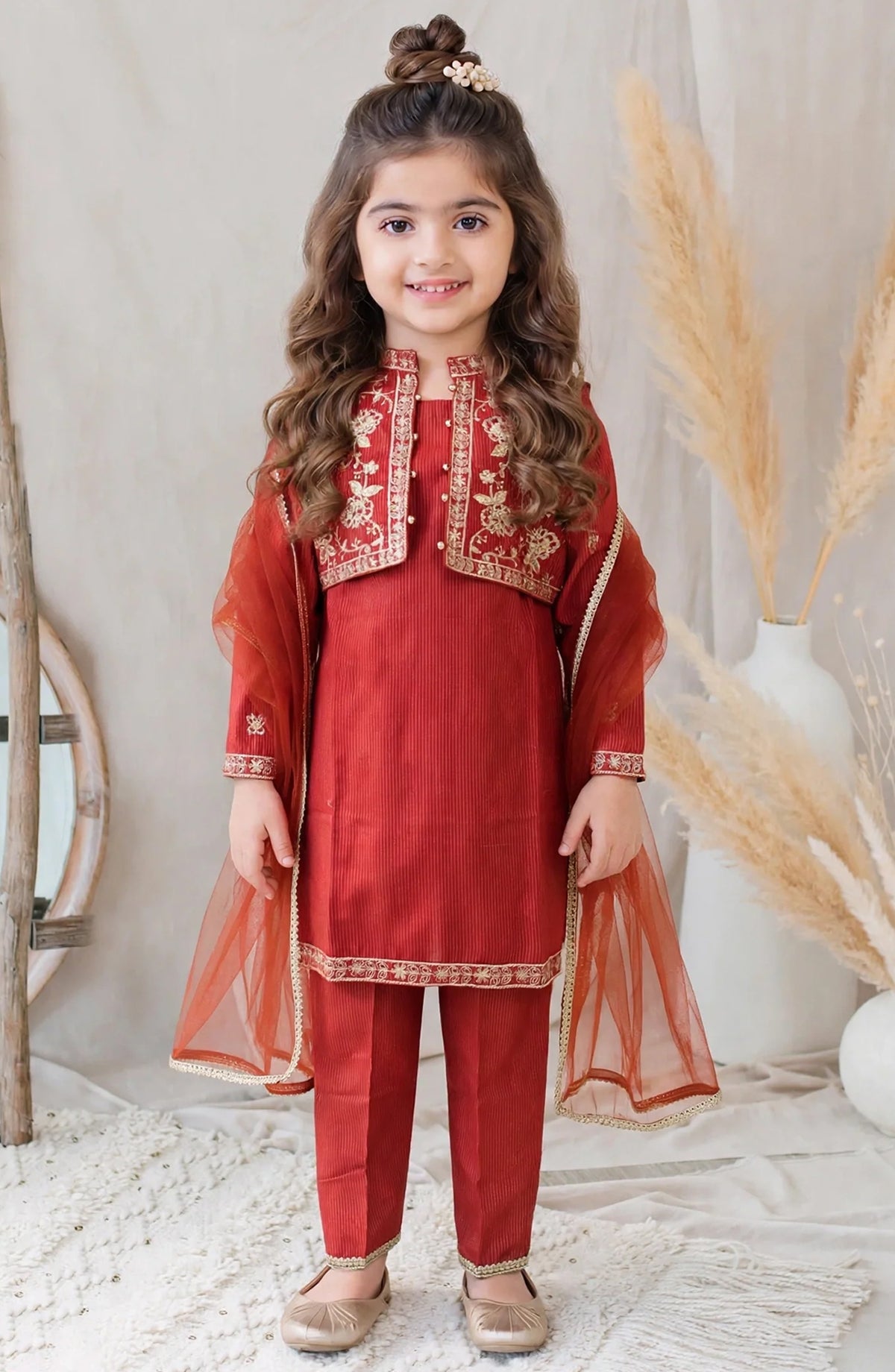 4 Piece Cotton Lawn Embroidered Suit - 11155-Mar - MOD26FFC - Festive Collection