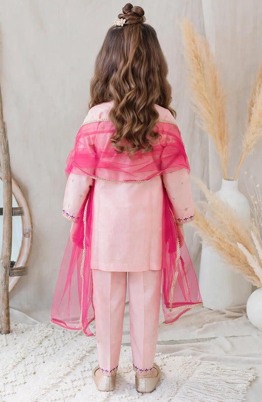 3 Piece Pink Cotton Lawn Embroidered Gharara - 11130-Pnk - MOD26FFC - Festive Collection