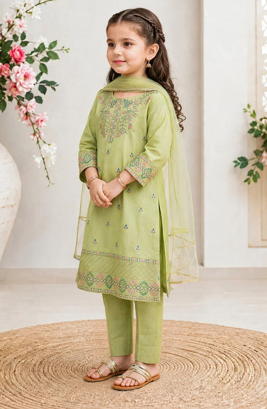 3 Piece Cotton Lawn Green Embroidered Suit - 11180-Grn - MOD26FFC - Festive Collection