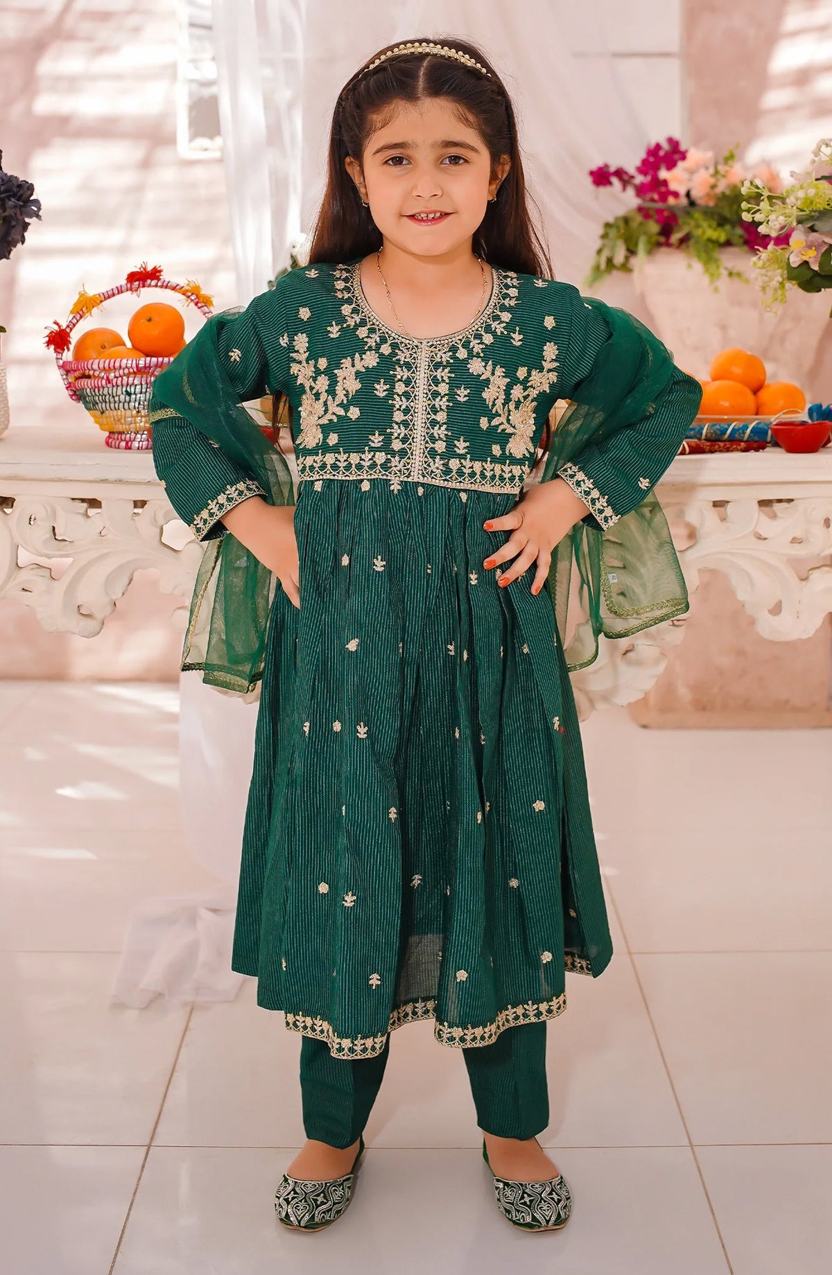 Cotton Lawn Embroidered 3 Piece Suit Green 10590-Grn MOD26MT Festive Collection