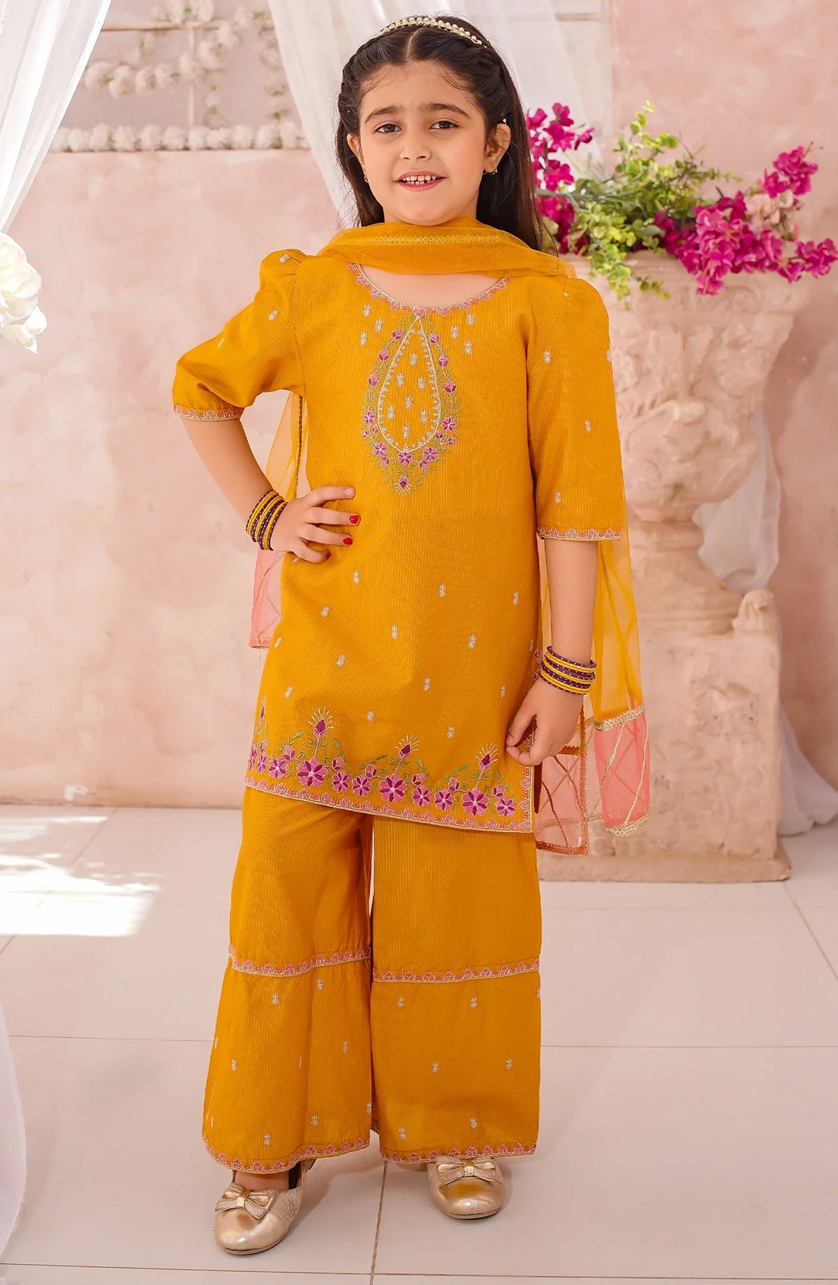 3 Piece Cotton Lawn Embroidered Suit Yellow 10490-Ylw MOD26MT Festive Collection