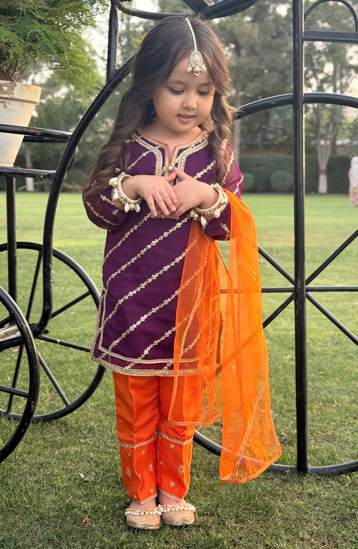 Modest Chiffon Stitched 3 Piece Suit - 9425-Prpl Purple Delight - MOD25PRF - Purple - Festive Girls Collection