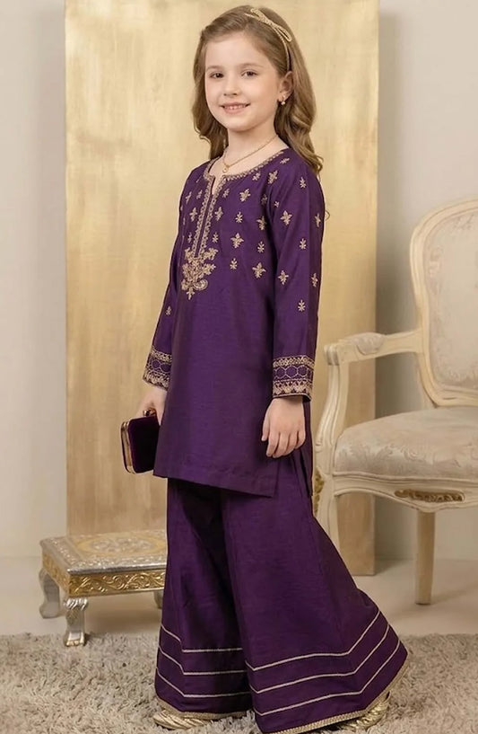 3 Piece Viscose Purple Embroidered Suit 11035-Prpl - MOD26MT - Festive Collection