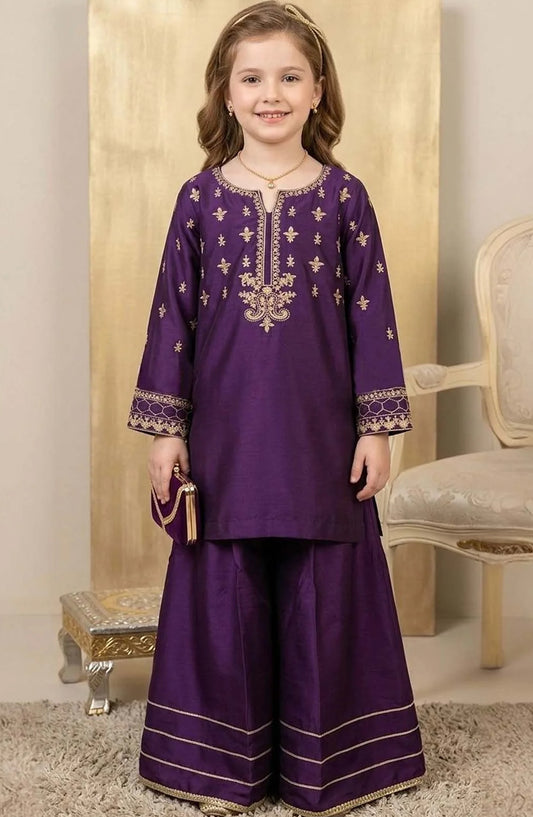 3 Piece Viscose Purple Embroidered Suit 11035-Prpl - MOD26MT - Festive Collection