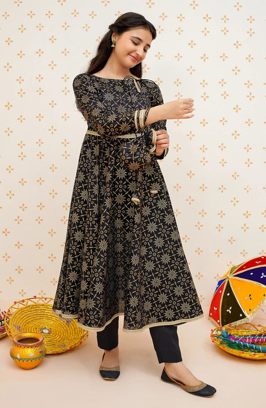 Modest Printed Cotton Stitched 3 Piece Suit - 9545-Blk Noor-e-Siyah - MOD25EKA - Black - Festive Girls Collection