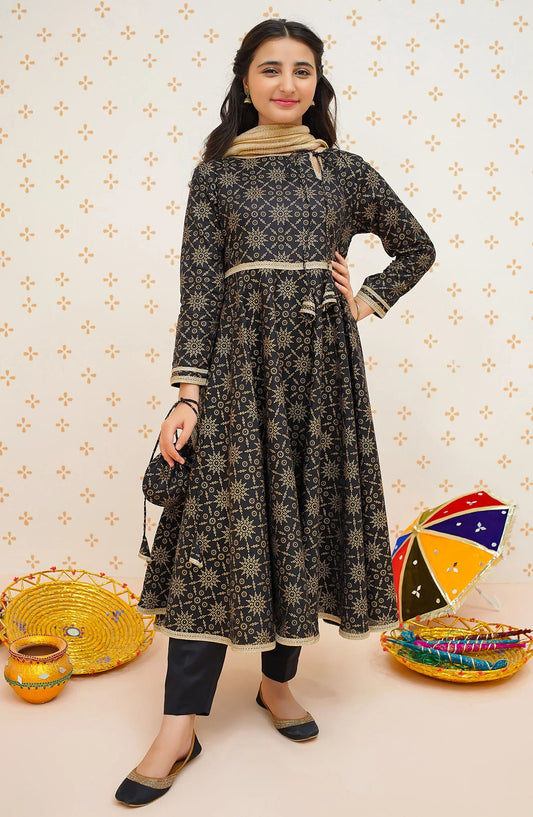 Modest Printed Cotton Stitched 3 Piece Suit - 9545-Blk Noor-e-Siyah - MOD25EKA - Black - Festive Girls Collection