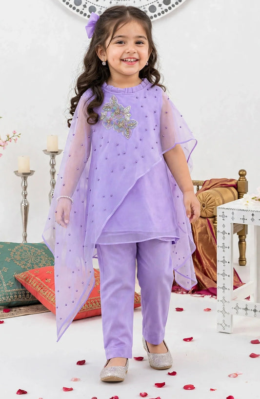 Girls 3 Piece Crinkle Purple Outfit - A006-Prpl - Crinkle - MOD26TWF - Festive Collection