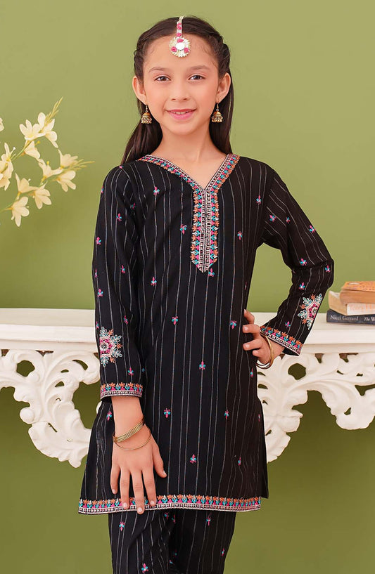 Modest Embroidered Khaddar Stitched 3 Piece Suit - 9990-Blk - MOD25WNT - Black - Winter Collection
