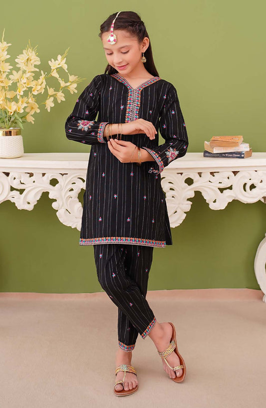 Modest Embroidered Khaddar Stitched 3 Piece Suit - 9990-Blk - MOD25WNT - Black - Winter Collection