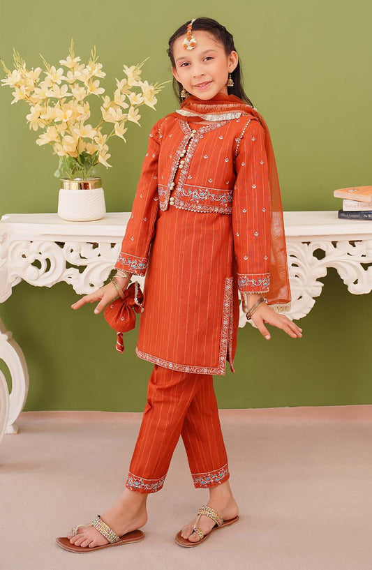 Modest Embroidered Khaddar Stitched 3 Piece Suit - 10000-Brn - MOD25WNT - Brown - Winter Collection