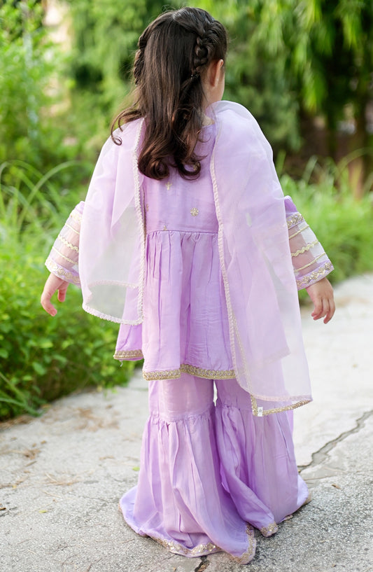 Girls 3 Piece Cotton Silk Embroidered Dress