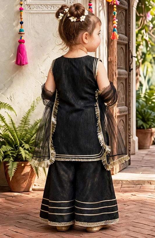 Toddlers 3 Piece Black Lawn Set - 10790-Blk - MOD26MT - Festive Collection