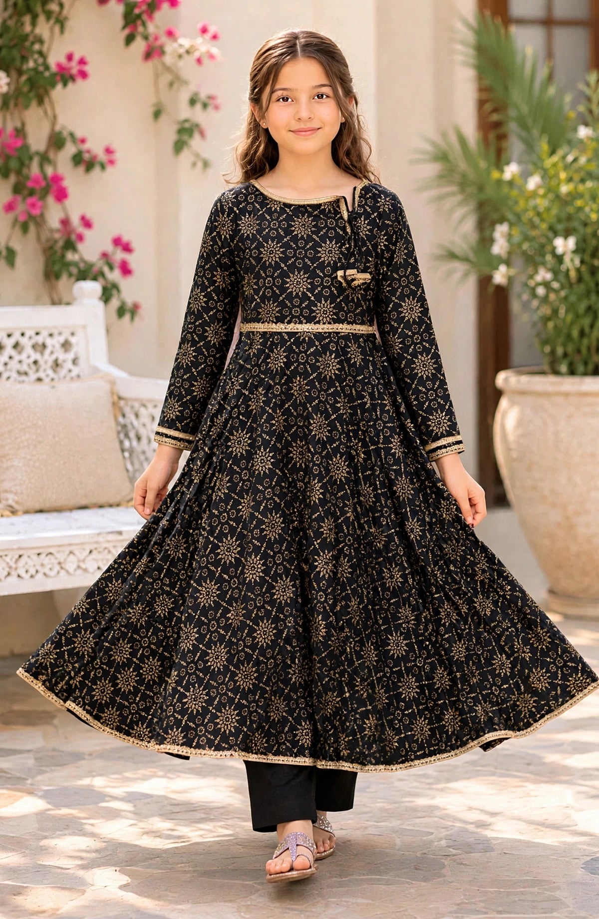 Modest Printed Cotton Stitched 3 Piece Suit - 9545-Blk Noor-e-Siyah - MOD25EKA - Black - Festive Girls Collection