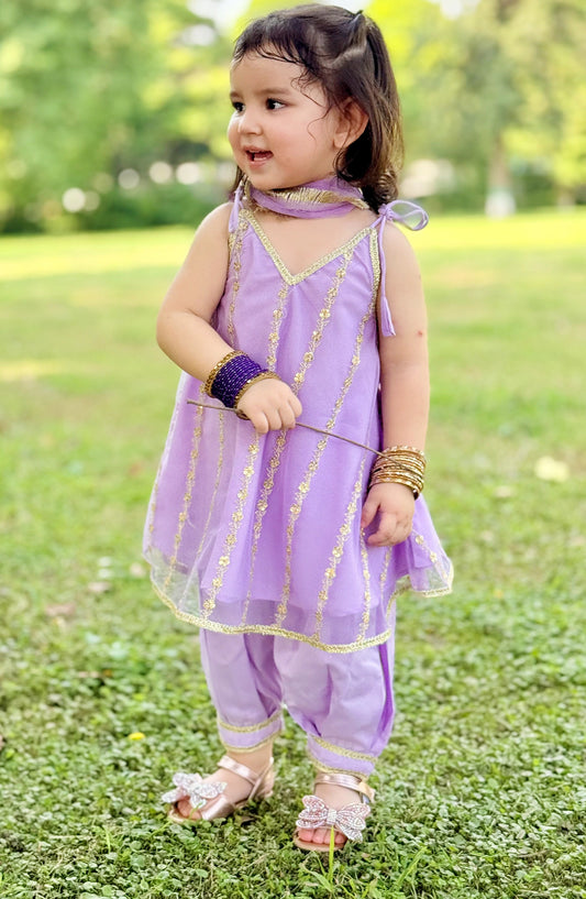 3 Piece Purple Net Embroidered Suit - 11300-Lpur - MOD26TWF - Festive Collection
