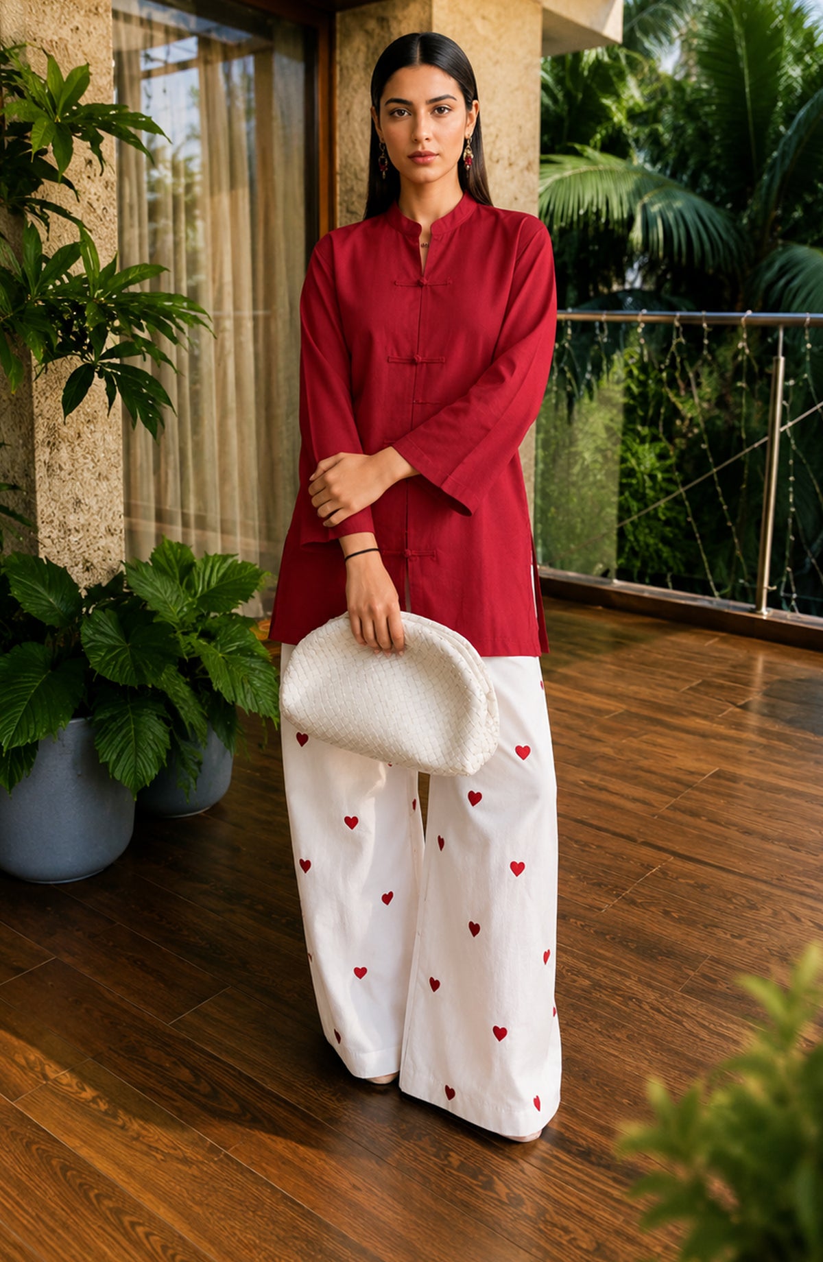 Mohabbat ki Kahani by Amna Khadija Embroidered Cotton Stitched 2 Piece Co-ord Set - AKMKK-01 - AM26MBTK - Red - Summer Collection