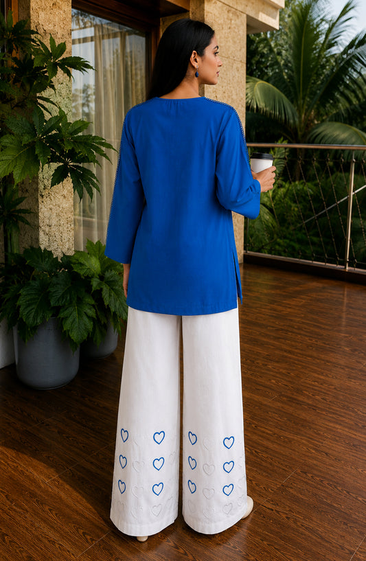 Mohabbat ki Kahani by Amna Khadija Embroidered Cotton Stitched 2 Piece Co-ord Set - AKMKK-02 - AM26MBTK - Blue - Summer Collection