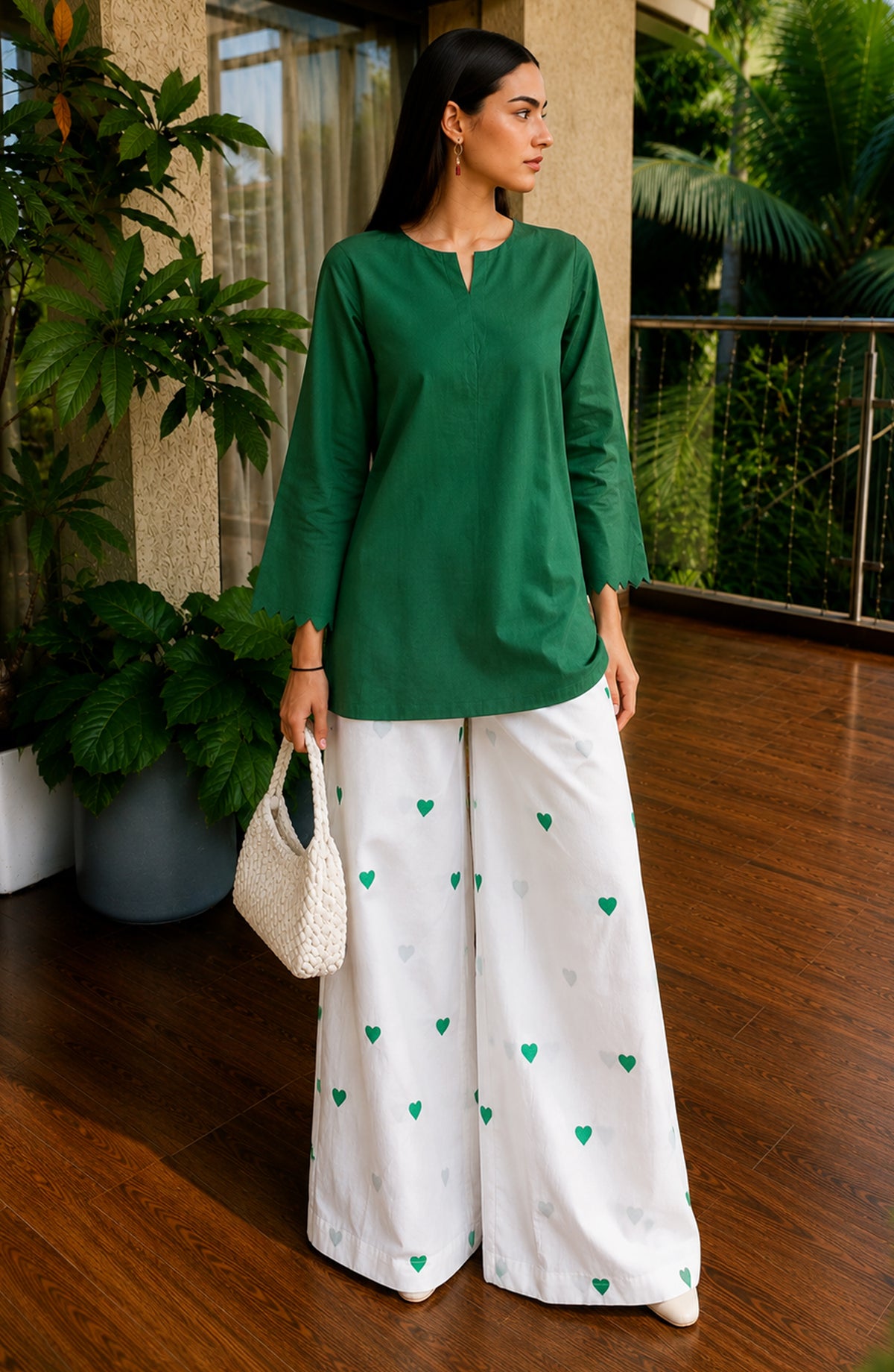 Mohabbat ki Kahani by Amna Khadija Embroidered Cotton Stitched 2 Piece Co-ord Set - AKMKK-03 - AM26MBTK - Green - Summer Collection