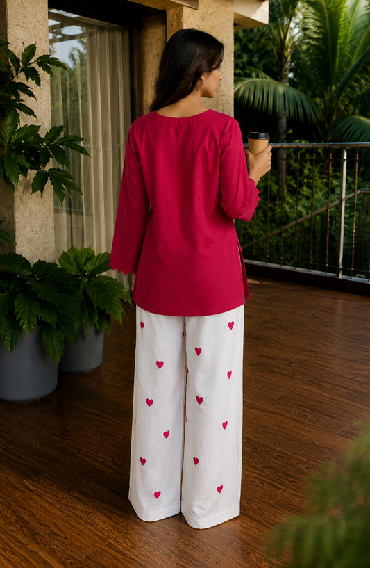 Mohabbat ki Kahani by Amna Khadija Embroidered Cotton Stitched 2 Piece Co-ord Set - AKMKK-05 - AM26MBTK - Pink - Summer Collection
