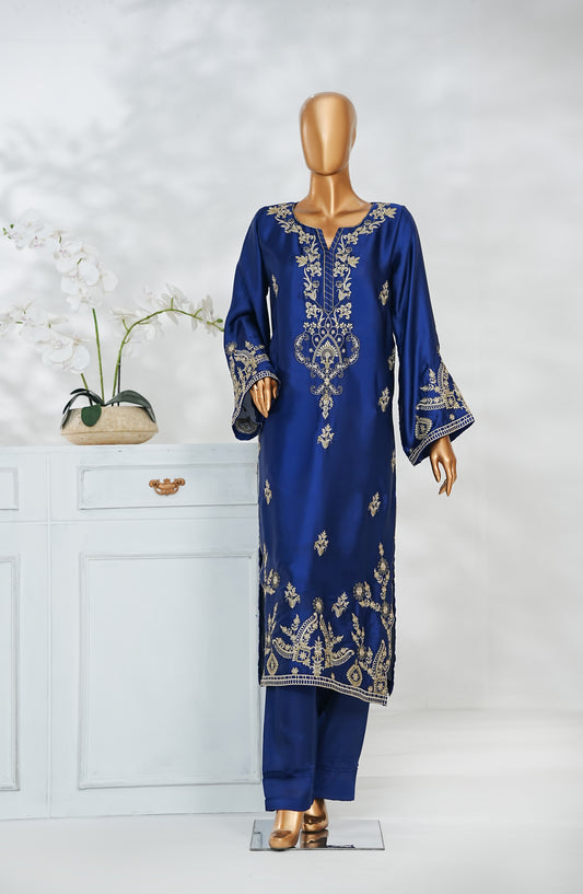 Mohar by Amna Khadija Embroidered Shamooz Silk Stitched 2 Piece Suit - AKMS-04 - AM25HARR - Blue - Winter Collection