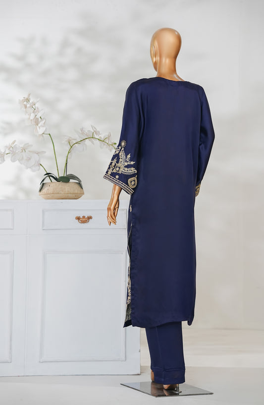 Mohar by Amna Khadija Embroidered Shamooz Silk Stitched 2 Piece Suit - AKMS-08 - AM25MOHR2 - Deep Blue - Winter Collection