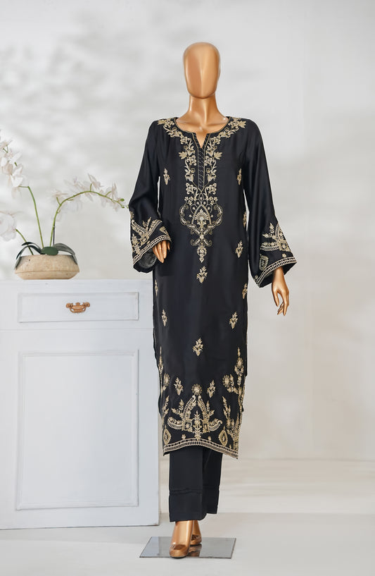 Mohar by Amna Khadija Embroidered Shamooz Silk Stitched 2 Piece Suit - AKMS-09 - AM25MOHR2 - Black - Winter Collection