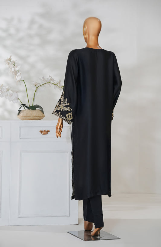 Mohar by Amna Khadija Embroidered Shamooz Silk Stitched 2 Piece Suit - AKMS-09 - AM25MOHR2 - Black - Winter Collection
