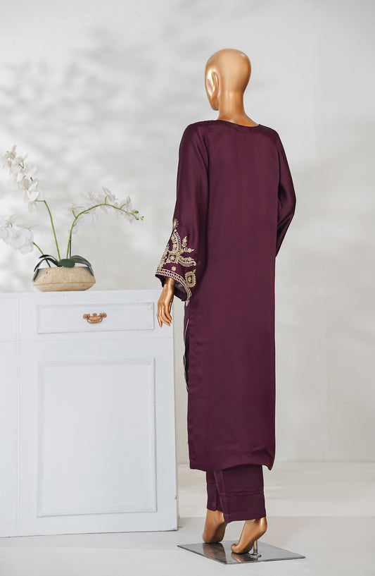 Mohar by Amna Khadija Embroidered Shamooz Silk Stitched 2 Piece Suit - AKMS-10 - AM25MOHR2 - Purple - Winter Collection