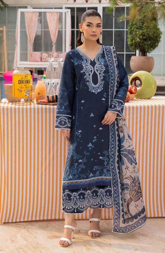 Mojito by Saad Shaikh Embroidered Lawn Unstitched 3 Piece Suit - D-1109 Blue Mirage - SS25MOJ - Blue - Summer Collection