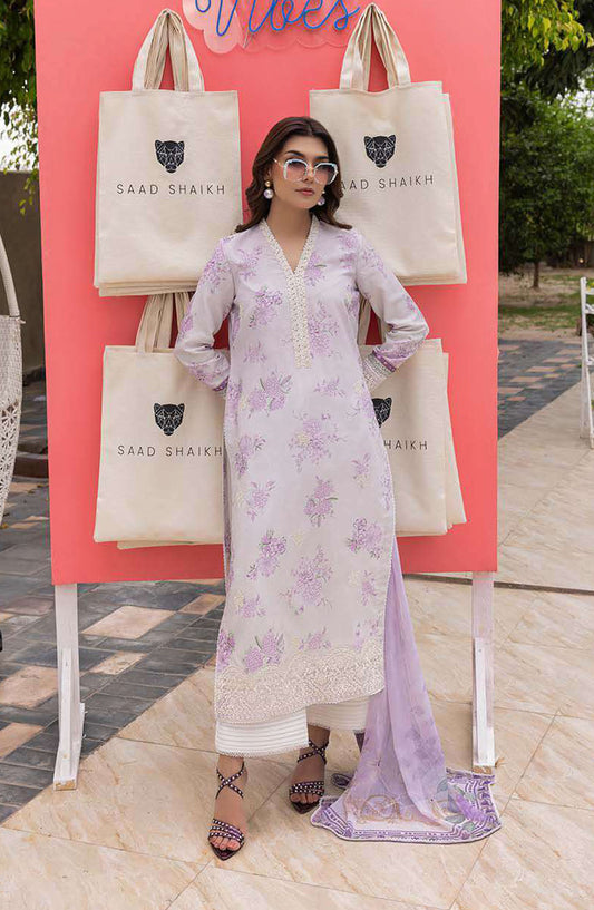 Mojito by Saad Shaikh Embroidered Lawn Unstitched 3 Piece Suit - D-1104 Haze - SS25MOJ - Purple - Summer Collection